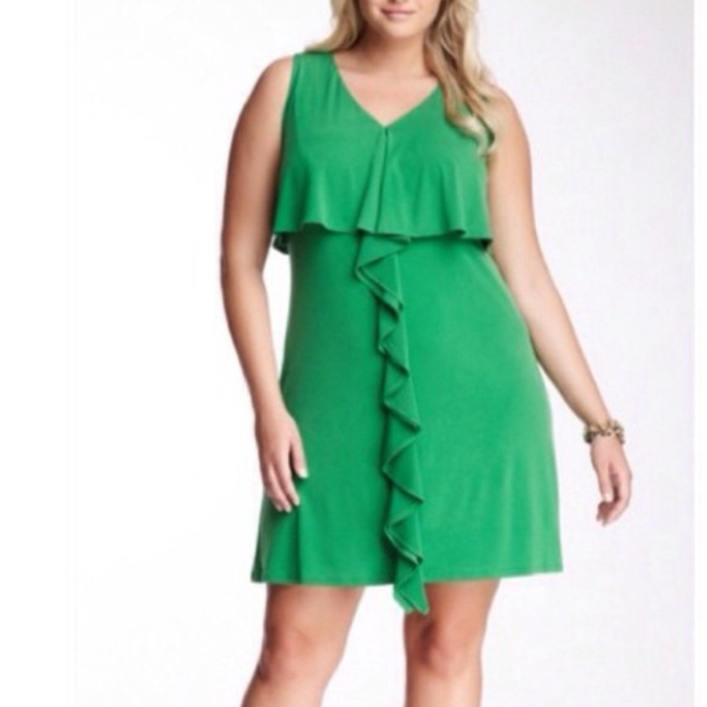 Jessica Simpson Vibrant Green Ruffle Mini Dress